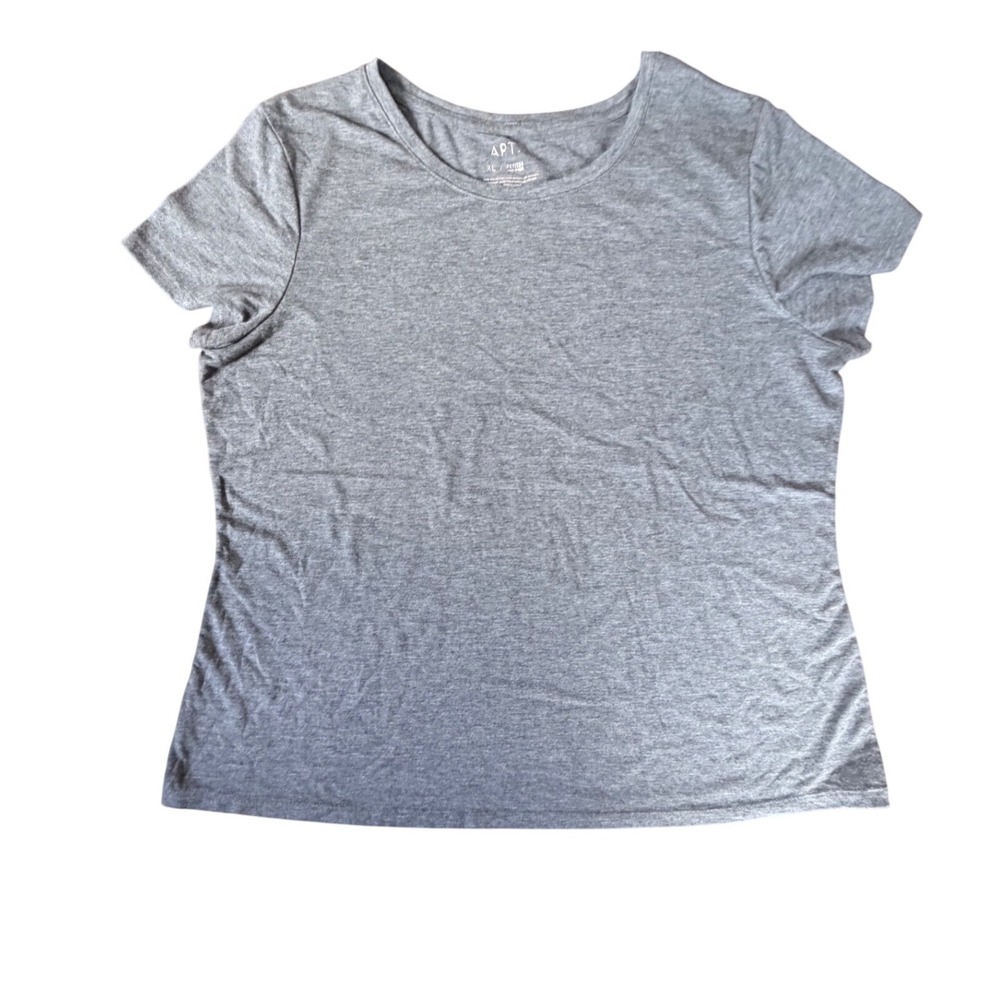 Apt 9 Womens XL Petite Heather Gray Short Sleeve Scoop Neck T-Shirt Tee